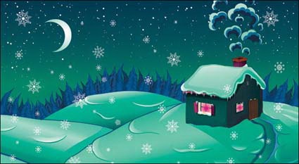 Cartoon Snow Moonlight