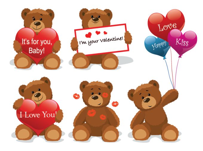 Valentine’s Day Teddy Bears Vector