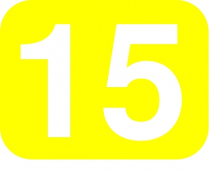 Yellow White Number Rounded Rectangle 15 Fifteen